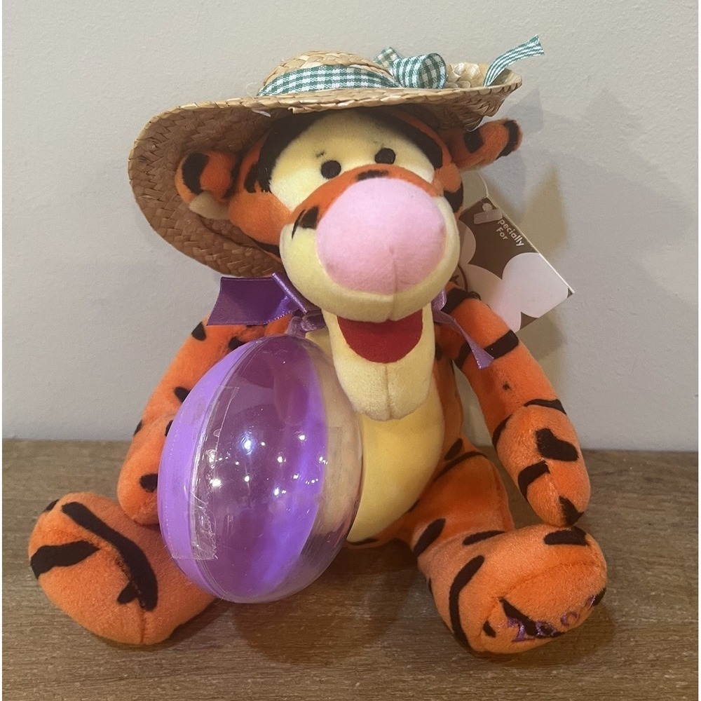 Disney Store Tigger Easter Plush 2002 Hat Egg Winnie The Pooh Vintage Stuffed 7"